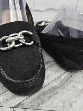 Calvin Klein Womens Black Textile Chain Detail Loafers 8 M Horsebit Shoe Slip On